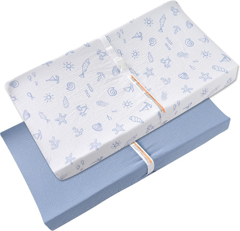 TADO MUSLIN Changing Pad Cover for Baby Girls Boys - 100% Organic Cotton Muslin