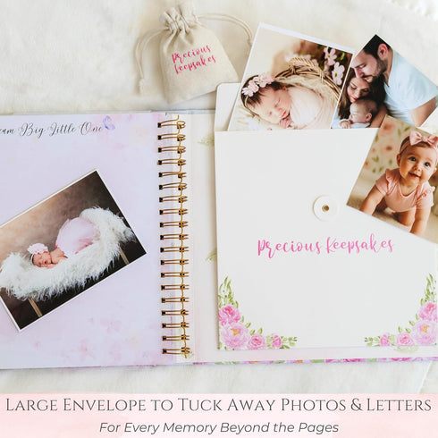 Set Album 5 Luxury Baby Girl Memory Book Keepsake Journal & Milestone from Pregnancy to Age with Premium Gift Box