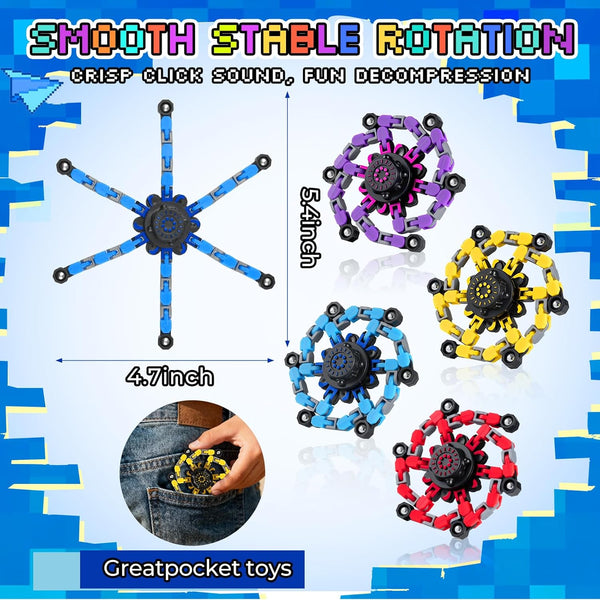 12PCS Transformable Fidget Spinners for Kids Adults,Deformable Chain DIY Robot Spinner Sensory for Boys Girls,Fidget