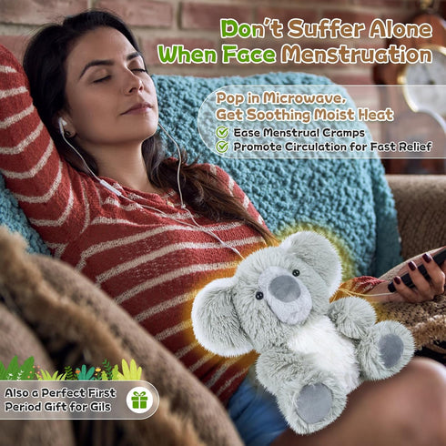 SuzziPals Heatable & Coolable Koala Stuffed Animals, Cute Microwavable Heating Pad Plushies for Soothing & Relaxation