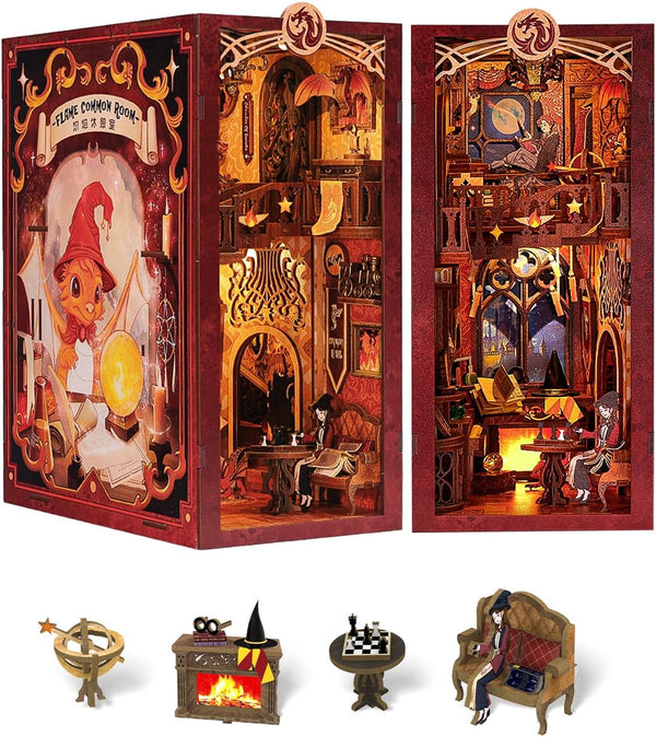 Fsolis DIY Miniature House Kit, Halloween Booknook for Adults, Decorative Bookend Alley Decor for Women Teens