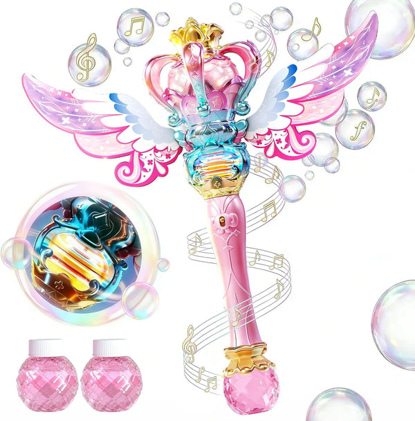 Uregoio Princess Bubble Wand for Girls - Rechargeable Spinning Light Up Magic