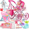 Baby Doll Stroller Toys Set with 12.5" Baby Doll, Dining Chair, Quilt Pillow, 24 PCS Accessories for Girls Toddlers