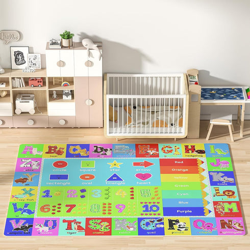 Safe(40"x60") Baby Play Mat for Floor, Non-Slip Playmat for Toddlers & Infants, Extra Thick Large Padded Educational