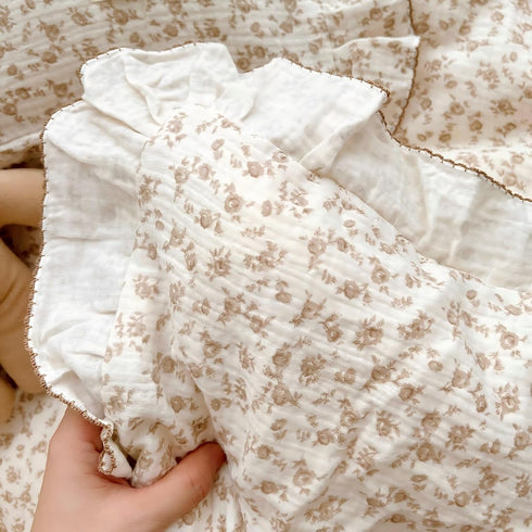 Pillowcase,1 Piece,14"x20" BuLuTu Cotton Muslin Kids Toddler Pillowcase with Cute Camellia Flowers Super Soft Travel