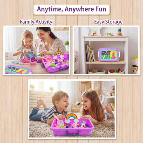 3 4 5 6 7 8 AGENTLAN Unicorn Sensory Bin, Unicorn Sensory Toys with Play Sand for Toddlers Boys and Girls, Kids Toys