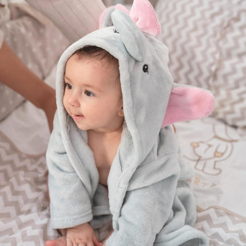 0-9 Mr. Pen Baby Animal Face Robe - Unisex, Month, Plush, Elephant, Hooded Towel
