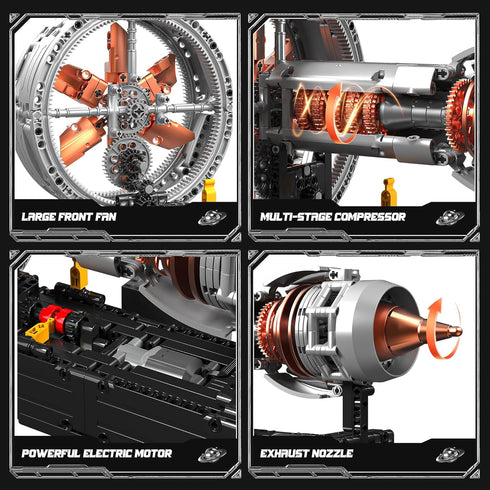Tuajixz Set, 808Pcs Motorized Turbofan Engine Building Blocks, Realistic Aircraft Engine Building Jet Engine Replica