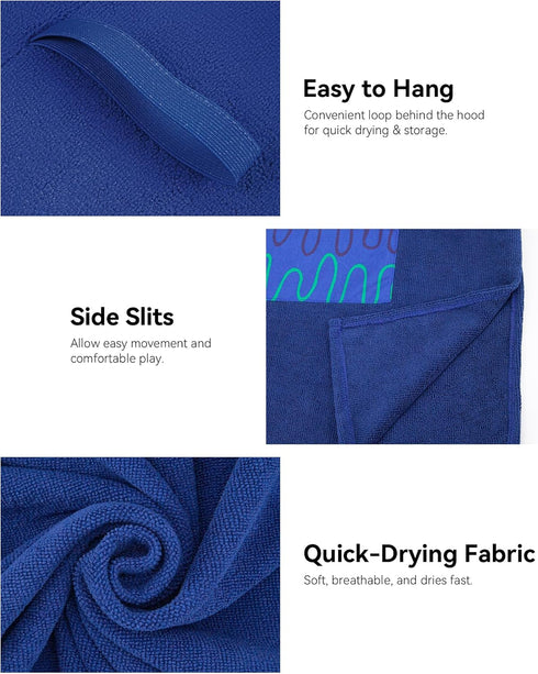 11-14 MissShorthair Towel Poncho for Kids, Hooded Beach Towel for Girl&Boy, Surf Poncho Swim Changing Robe Microfiber