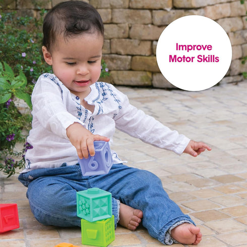 Edushape Mix & Match Textured Blocks, Set of 10 Stacking Blocks for Sensory Play and Child Development