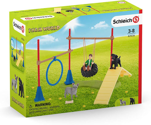 Schleich Farm World - 14-Piece Farm Toys Playset for Girls and Boys Ages 3-8, Puppy Agility Training
