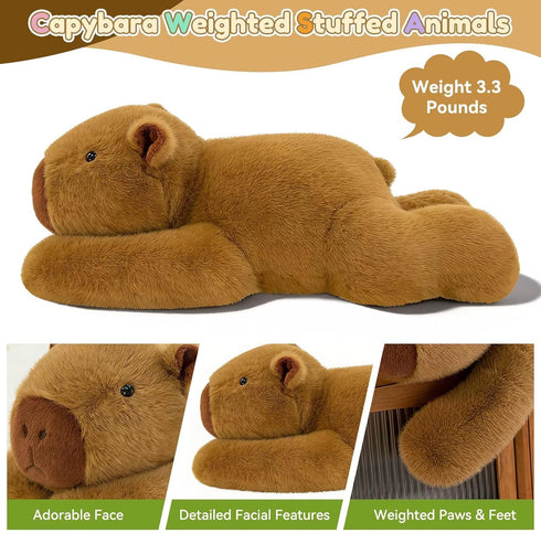 24" 3.3 lb QUIRAI Weighted Stuffed Animals Capybara Plush, | Capybara Stuffed Animal, Pillowfort Weighted Plush Animals