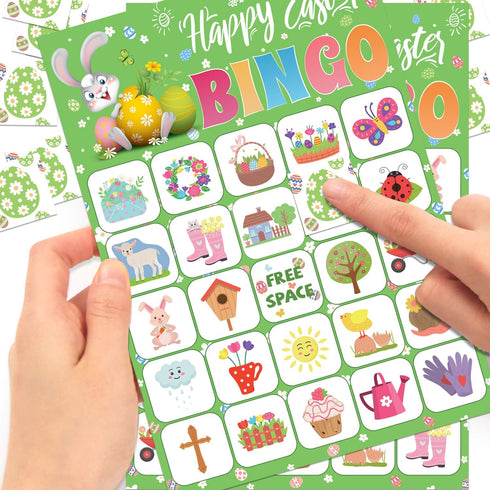 CheerChamp 24-Player Easter Bingo Game for Kids, Ultimate Party Card Game for Classroom, School & Family Activities