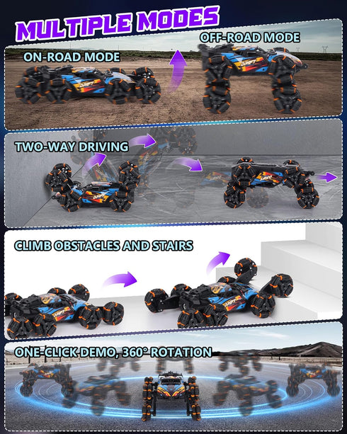 2.4GHz 1:18 8WD 6-14 HuiJuKeJi Gesture Sensing RC Stunt Car Toy for Kids, Remote Control Car Toy Hand-Controlled