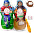 Inflatable Double-Sided Baseball & Football Target Set, Blow Up Toy with Soft Football, Baseball & Inflatable Bat