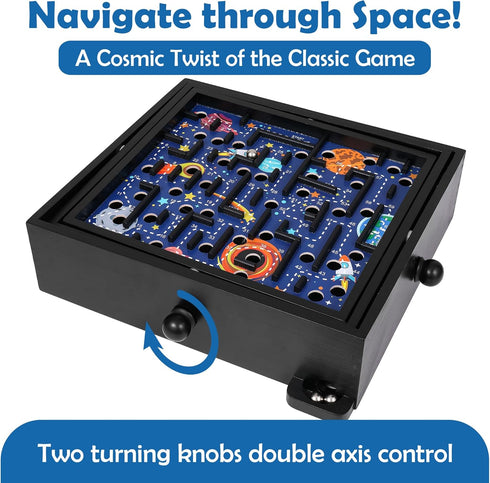 STERLING Games Wooden Labyrinth Space Shuttle Theme, Tilt Maze Game with Marble Ball for Ages 6 and Up