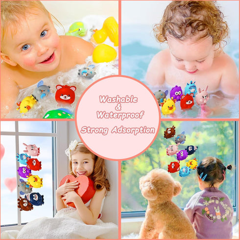 sdatoy 48 3D Pcs Party Favors for Kids, Animal Pop Fidget Toys Bulk, Sensory Bath Suction Toys for Toddlers, Carnival
