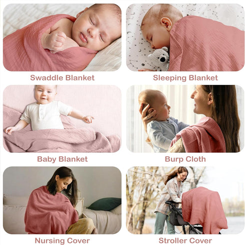 100% 47 47 Inch Cozy Organic Cotton Muslin Baby Blanket - x Breathable Muslin Baby Girl Blanket, Hypoallergenic