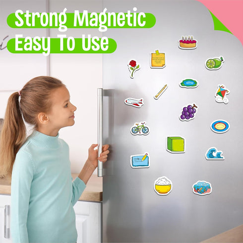 50 PCS Magic E Object Magnets, Thickened Fridge Magnets for Educational Phonics Learning Toys