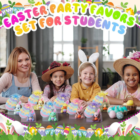 Wiwiqing 72 24 Set Pcs/ Easter Mini Stuffed Animals Small Easter Egg Hunt Plush Doll Tiny Bunny Ear Soft Keychain