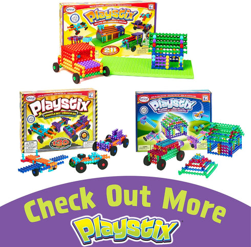 Set 4 150 POPULAR PLAYTHINGS Playstix Construction Toy with Building Sticks for STEM and Classroom Use, for Kids Ages