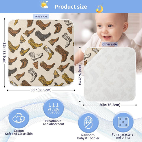Caikeny 35x35 Inch Baby Towel Cowboy Boots Baby Hooded Towel Brown Soft Cotton Bath Towels for Baby Newborns Hooded
