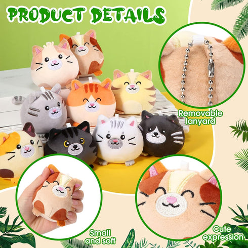 9 Pcs Mini Stuffed Keychains - 3.15 Inch Small Plush Bulk Ornaments for Kids Birthday Party Favors and Gifts