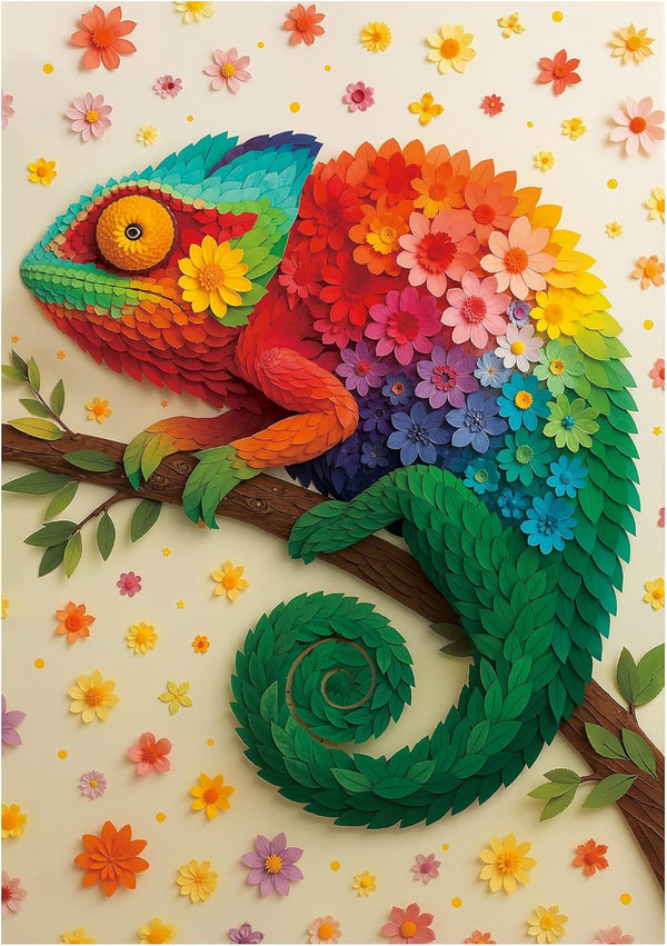 BenBen Puzzles for Adults 500 Pieces, Floral Chameleon Jigsaw Puzzles with Patterns