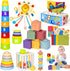 6 in 1 Montessori Toys for Babies 6–12 Months, Stacking Block Soft Infant Ring Shape Learning Toy