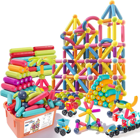 128Pcs Magnetic Blocks Kids Toys, Large Magnetic Building Sticks STEM Educational Sensory