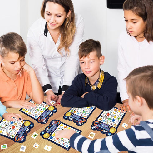 Leezead 24 Space Bingo Game, Players Outer Space Bingo Cards for Birthday Party Family Friends Large Group Activities