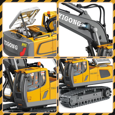 Wdexual 1:20 14 5 6-10 Remote Control Excavator - RC Excavator Toys for Boys, Channel with Sound/Light, RC Digger