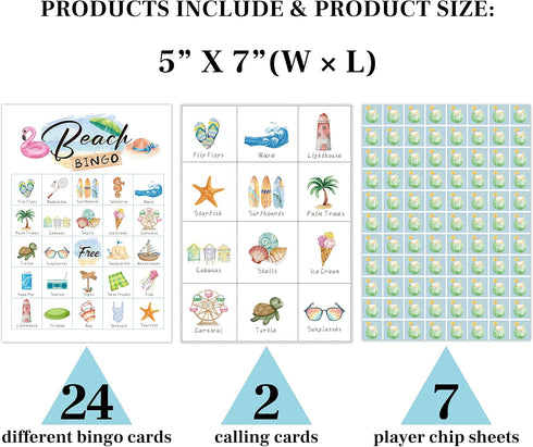 Beach Bingo Cards, Beach Birthday Party Bingo Game, Adults Summer Game, Beach Party Ideas, Outdoor, Indoor, Family Travel Group Activity - 24 Players/ 04shatan