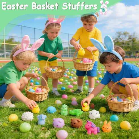 28 Pack Easter Mochi Squishies Toys, Easter Basket Stuffers Mini Kawaii Squishy Fidget Toys for Kids Toddlers School