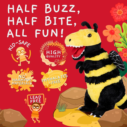 Randimals Plush Toy Stuffed Animal Mix - Bee & Tyrannosaurus Hybrid Soft Animals for Girls & Boys
