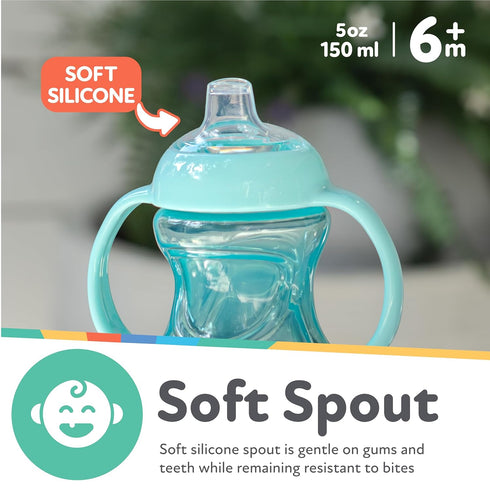 by Nuby (3 Pack) 5 oz 6+ Nuby Mini Grip N' Sip No-Spill Baby Sippy Cups with Handles and Soft Spout - - Months