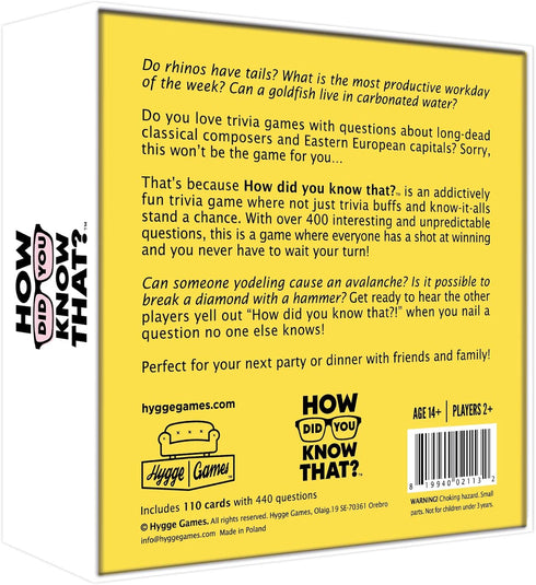 Hygge Games How did You Know That? – Trivia Party Game, White