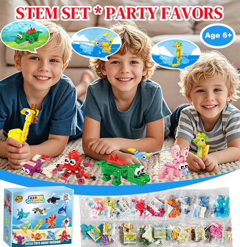 VEMBAP 24 Pack Set, Party Favors for Kids, Mini Animal Building Blocks Classroom Gifts for Students, STEM Toys