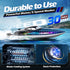 jogpun 30KMH 7 8-12 Cooling,20Mins,Low Alert,2.4Ghz,Blue RC Remote Control Boat with LED Light Modes Waterproof