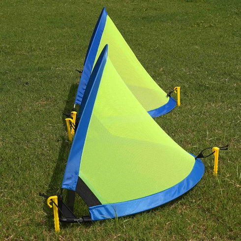 Poray Soccer Goal for Kids, Easy-up Set of Two Portable 4FT Soccer Nets with 8 Field Marker Cones and Extra Stakes
