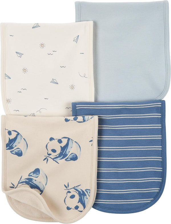 Carter's Baby Boys 4 Pack Cotton Burp Cloths (Blue/Ivory)