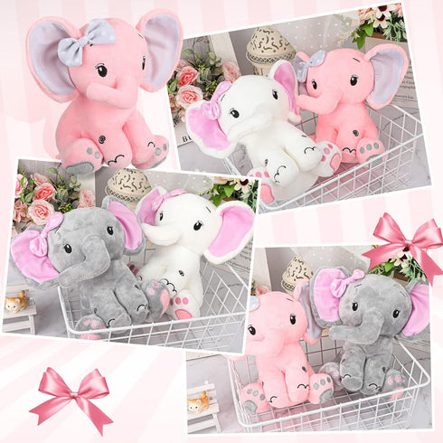 6 Pieces Elephant Stuffed Animals, 8 Inch Big Ear Plush Toy Gift for Baby Shower, Woodland Nursery Decor