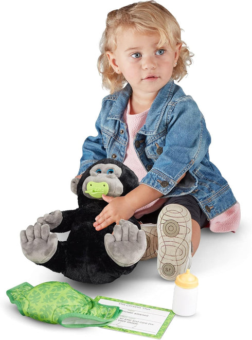 Melissa & Doug 11-Inch Baby Gorilla Plush Stuffed Animal with Pacifier, Diaper, and Baby Bottle