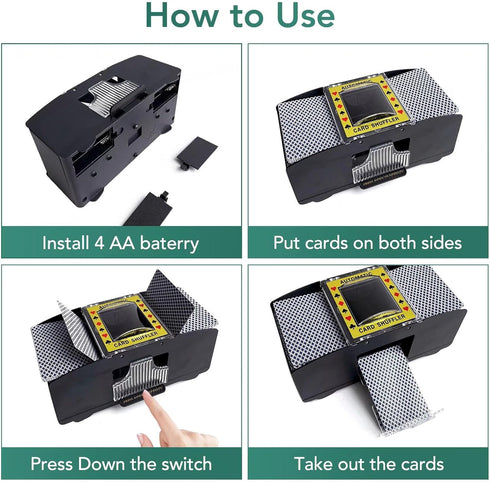 Automatic Card Shuffler - Battery Operated Electric Casino Card Dealer for Home Games