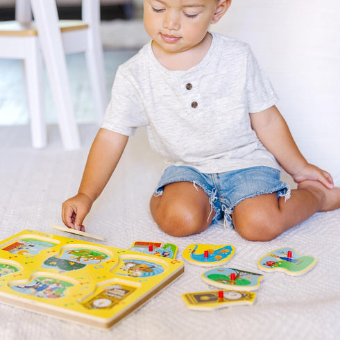 Melissa & Doug - Sing-Along Nursery Rhymes Sound Puzzle - Wooden Peg Puzzle (8 pcs)