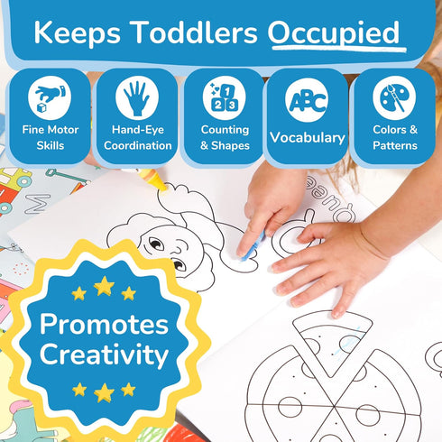 1+,2,3,4 TOYVENTIVE Toddler Coloring Books & Crayons, Toys & Birthday Gifts for Years Old Boys, Toddlers & Preschoolers