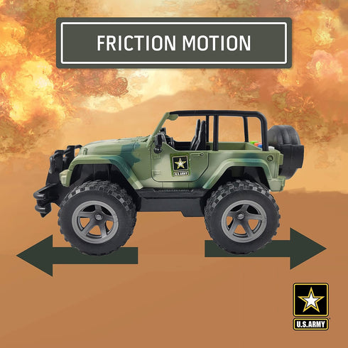 Lollipop United States Army Friction Powered 1/16 Model Off Road Vehicle with Light & Sound