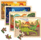 SYNARRY Large Dinosaur Wooden Puzzles for Kids, 4 in 1 Gift Box, Jigsaw Puzzles for Toddlers Ages 2-6