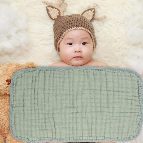 HAMPPLIES 6-Layer Set 2550cm 6pcs Cotton Muslin Burp Cloths and Washcloths for Newborns, Dark Green, Soft Absorbent