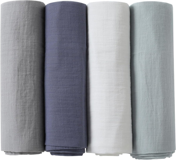 POMISO Muslin Swaddle Blankets for Boys & Girls, Newborn Receiving Blankets, 4